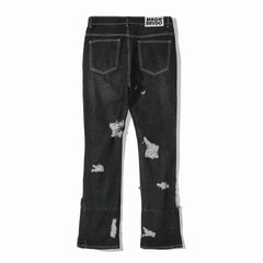 Who Decides War Stained Glass Laser-Etched Denim Jeans (Black & Vintage Blue)