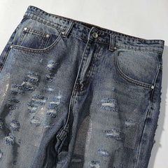 Who Decides War Laser-Etched / Stained Glass Denim Jeans (Vintage Blue)