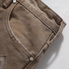 Who Decides War Stained Glass Paneled Denim Jeans (Khaki / Tan)