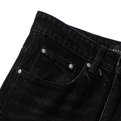 Who Decides War Typographic Laser-Etched Distressed Denim Jeans (Black)