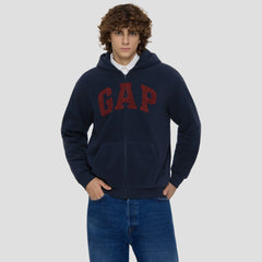 Cheng Yi endorses Gap men's and women's spring collection logo fleece hooded zipper sweatshirt 786693