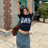 Cheng Yi endorses Gap men's and women's clothing 2026 summer new print logo loose short sleeved T-shirt 866089