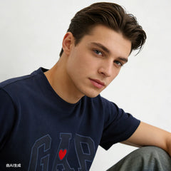 Cheng Yi endorses Gap men's and women's clothing for the 2026 spring season, featuring a heart printed logo on a loose short sleeved T-shirt 883711