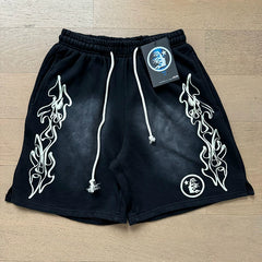 Foreign Trade American Trend Hell Star Retro Printed Ins Same Style Summer High Street Casual Trendy Washed Sports Shorts (15)