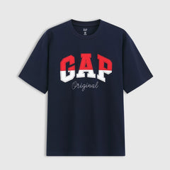 Cheng Yi endorses Gap men's and women's spring edition pure cotton two-color spliced logo casual short sleeved T-shirt 727951