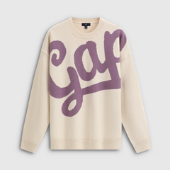 Cheng Yi endorses Gap men's and women's spring new jacquard logo round neck knitted sweater 792255