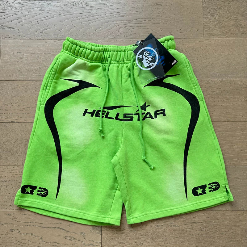 Foreign Trade American Trend Hell Star Retro Printed Ins Same Style Summer High Street Casual Trendy Washed Sports Shorts (8)