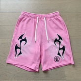 Foreign Trade American Trend Hell Star Retro Printed Ins Same Style Summer High Street Casual Trendy Washed Sports Shorts (1)