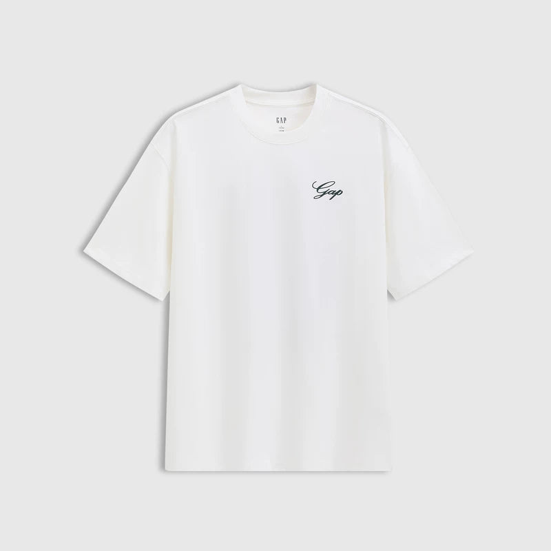 Cheng Yi endorses Gap men's and women's summer edition pure cotton printed logo round neck short sleeved T-shirt 727472