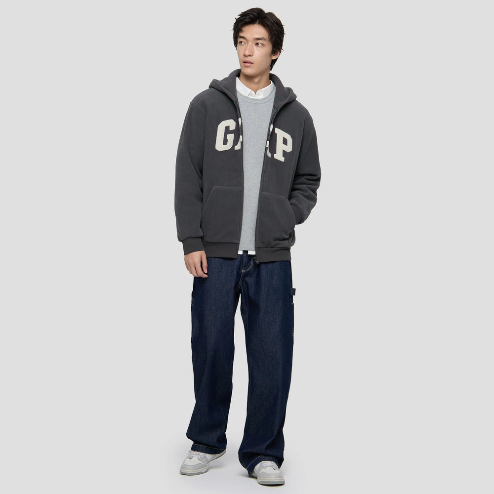 Cheng Yi endorses Gap men's and women's spring collection logo fleece hooded zipper sweatshirt 786693