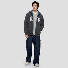 Cheng Yi endorses Gap men's and women's spring collection logo fleece hooded zipper sweatshirt 786693
