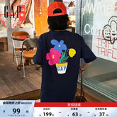 Cheng Yi endorses Gap men's and women's clothing for the summer of 2026 with pure cotton printed logo and contrasting short sleeved T-shirt 883713