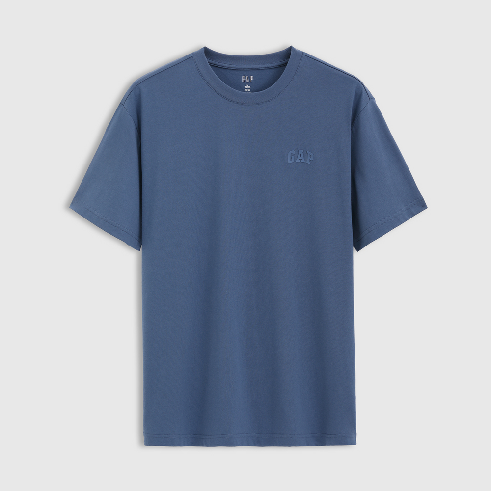 Cheng Yi endorses Gap men's and women's summer clothing, solid color offset printed logo short sleeved T-shirt, loose top 725619