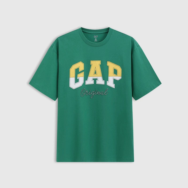 Cheng Yi endorses Gap men's and women's spring edition pure cotton two-color spliced logo casual short sleeved T-shirt 727951