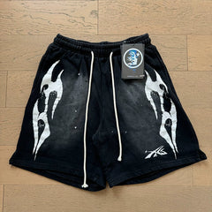Foreign Trade American Trend Hell Star Retro Printed Ins Same Style Summer High Street Casual Trendy Washed Sports Shorts (13)