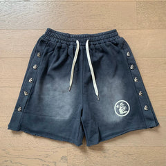 Foreign Trade American Trend Hell Star Retro Printed Ins Same Style Summer High Street Casual Trendy Washed Sports Shorts (4)