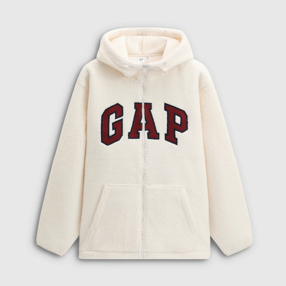 Cheng Yi endorses Gap men's and women's autumn and winter logo imitation lamb wool loose hooded sweatshirt 788291