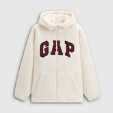 Cheng Yi endorses Gap men's and women's autumn and winter logo imitation lamb wool loose hooded sweatshirt 788291
