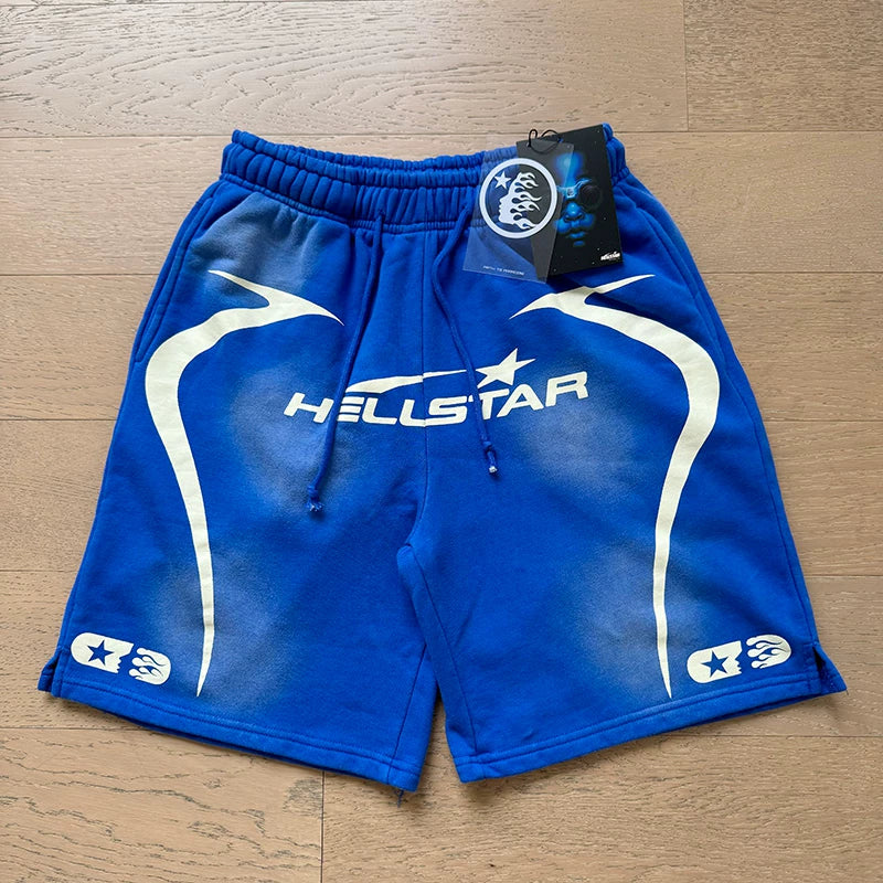 Foreign Trade American Trend Hell Star Retro Printed Ins Same Style Summer High Street Casual Trendy Washed Sports Shorts (8)