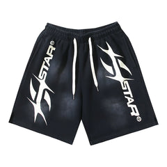 Foreign Trade American Trend Hell Star Retro Printed Ins Same Style Summer High Street Casual Trendy Washed Sports Shorts (13)
