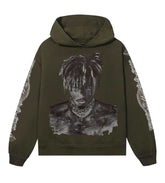 Revenge Graphite Portrait Hoodie Army Green