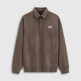 Gap Spring Collection - New Water-Rubbed Embroidered Long-Sleeved Polo Shirt