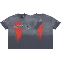 Hellstar Red Drip Gradient Vintage Washed Oversized T-Shirt