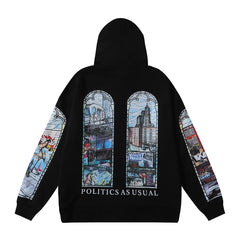 Who Decides War Stained Glass Hooded Pullover (Black)