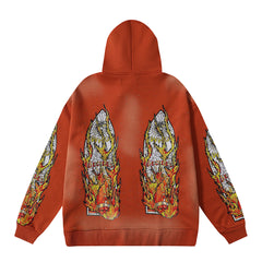 Who Decides War Flame Glass Hooded Pullover (Rust / Orange)