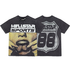 Hellstar Sports Vintage Washed Graphic T-Shirt – Black
