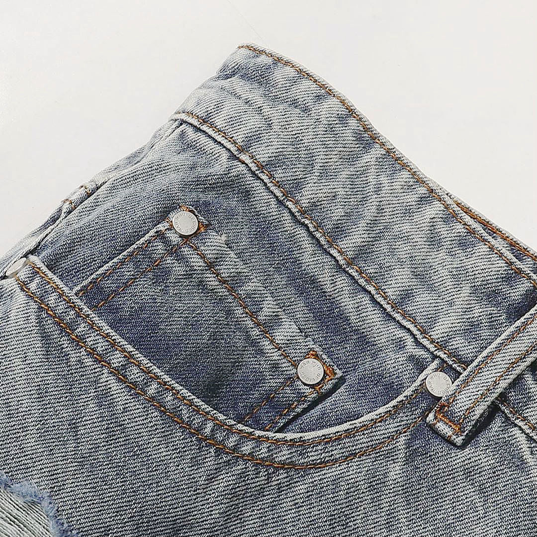 Who Decides War Stained Glass Laser-Etched Denim Jeans (Black & Vintage Blue)