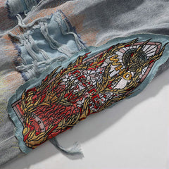 Who Decides War Flame Glass Denim Jeans (Light Vintage Wash)
