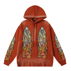 Who Decides War Flame Glass Hooded Pullover (Rust / Orange)