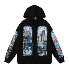 Who Decides War Stained Glass Hooded Pullover (Black)