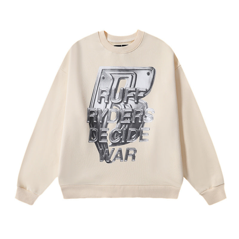 Who Decides War x Ruff Ryders Metallic Logo Crewneck Sweater (Off-White / Cream)