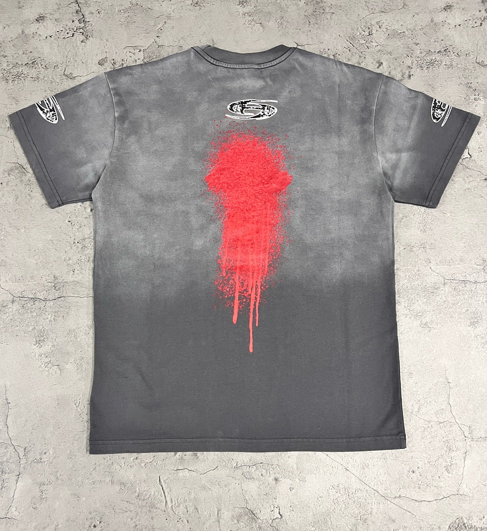 Hellstar Red Drip Gradient Vintage Washed Oversized T-Shirt
