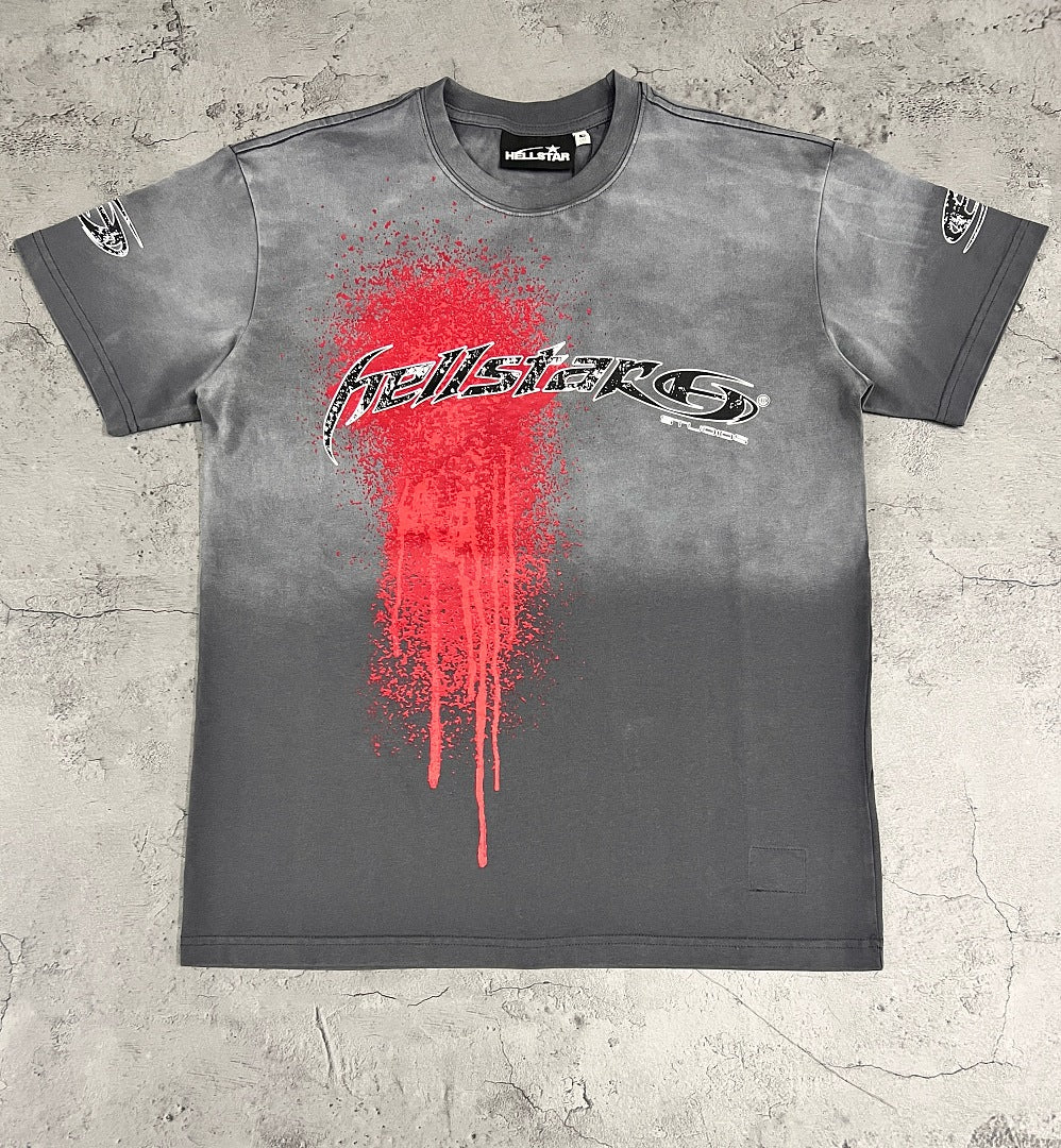 Hellstar Red Drip Gradient Vintage Washed Oversized T-Shirt