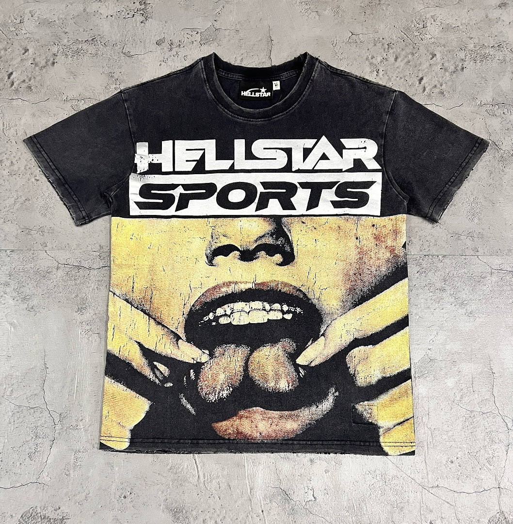 Hellstar Sports Vintage Washed Graphic T-Shirt – Black