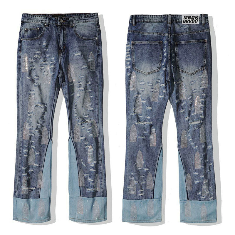 Who Decides War Laser-Etched / Stained Glass Denim Jeans (Vintage Blue)