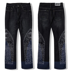 Who Decides War Blue Stained Glass Denim Jeans (Black / Blue)