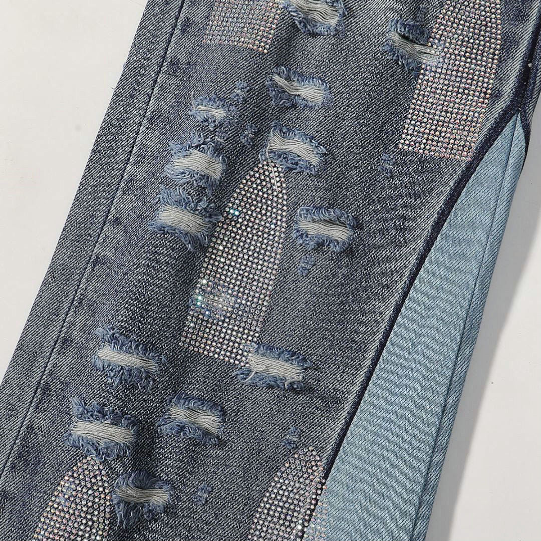 Who Decides War Laser-Etched / Stained Glass Denim Jeans (Vintage Blue)
