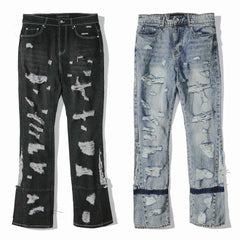Who Decides War Stained Glass Laser-Etched Denim Jeans (Black & Vintage Blue)