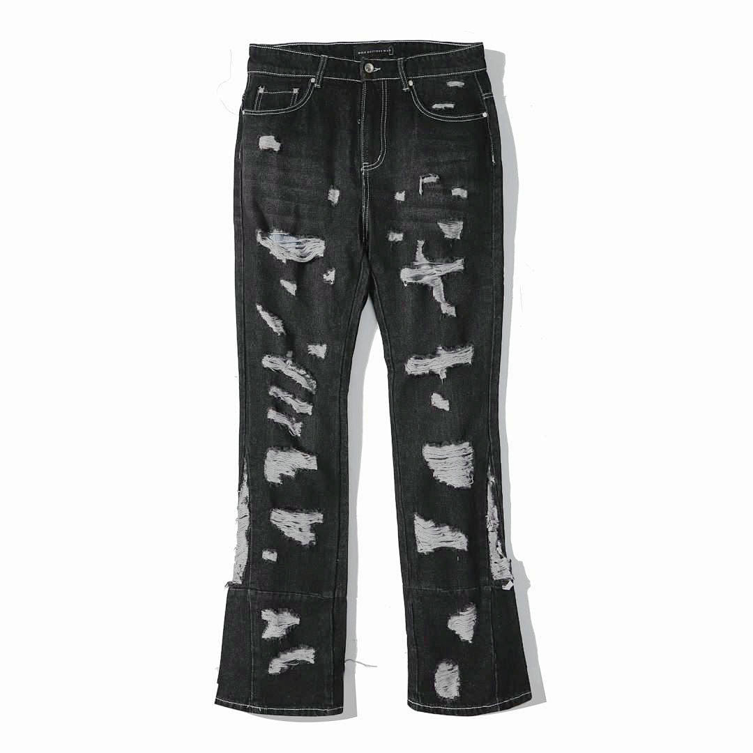 Who Decides War Stained Glass Laser-Etched Denim Jeans (Black & Vintage Blue)