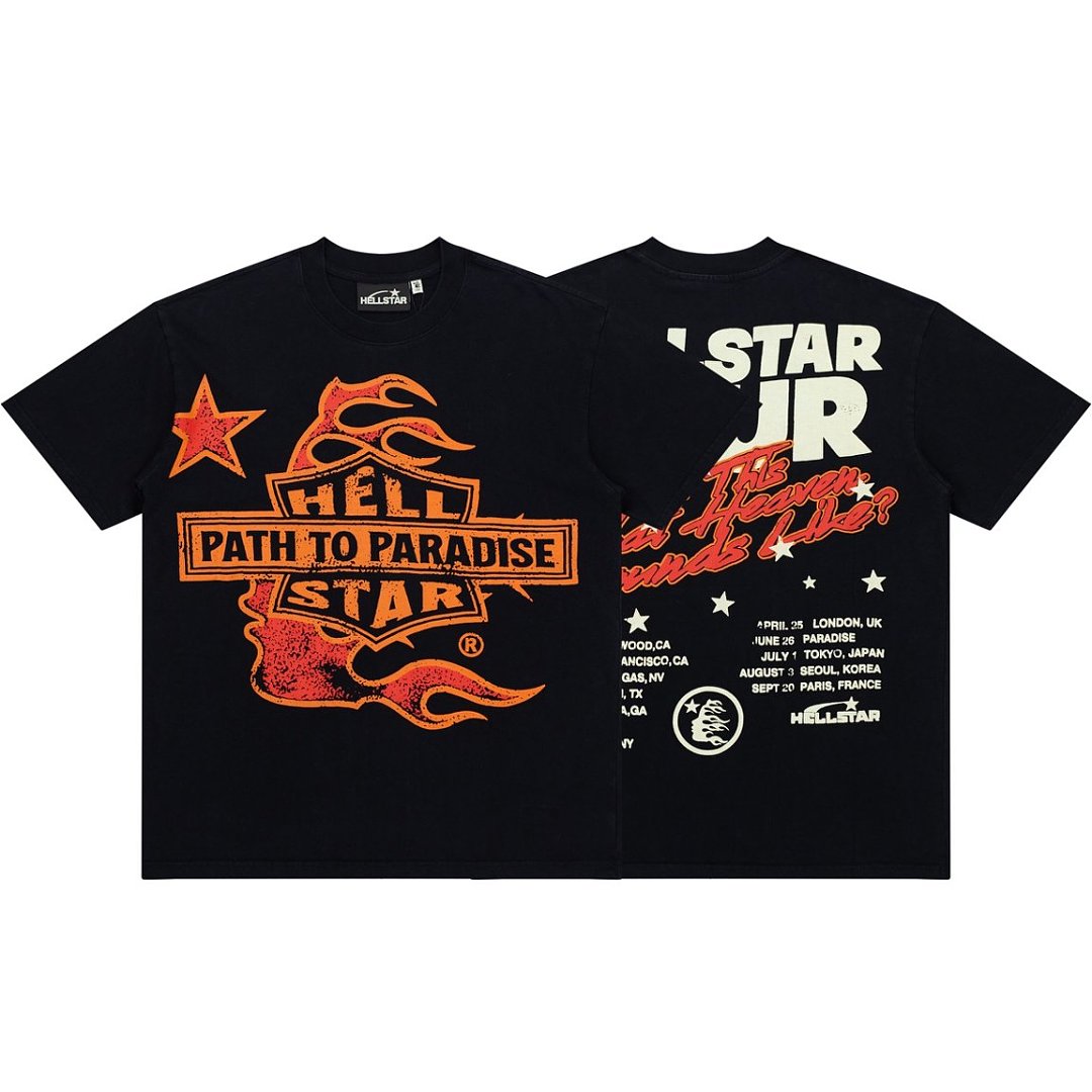 Hellstar "Path to Paradise" Orange Flame Logo T-Shirt