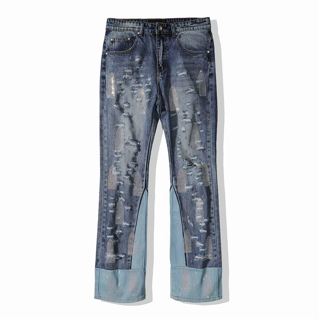 Who Decides War Laser-Etched / Stained Glass Denim Jeans (Vintage Blue)