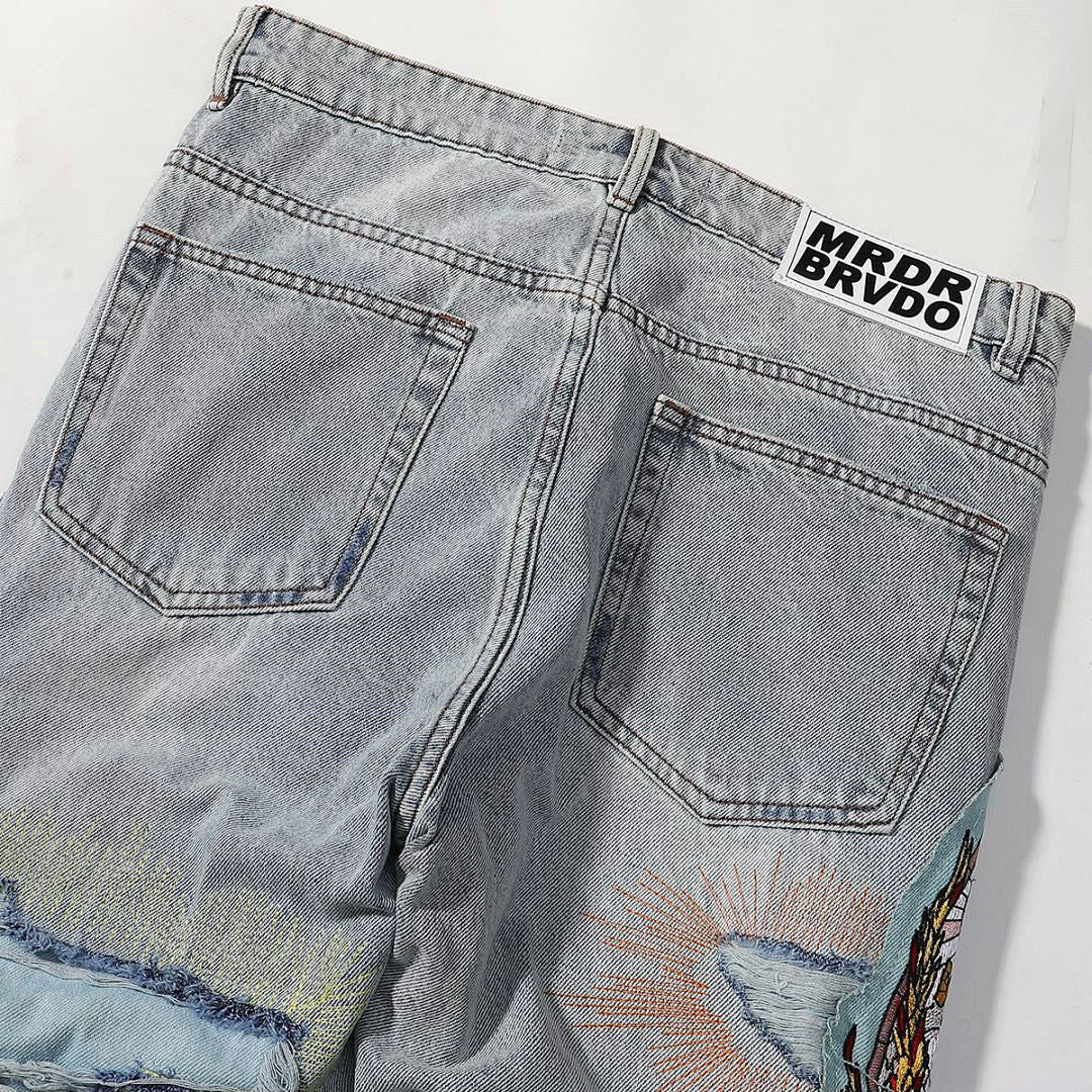 Who Decides War Flame Glass Denim Jeans (Light Vintage Wash)