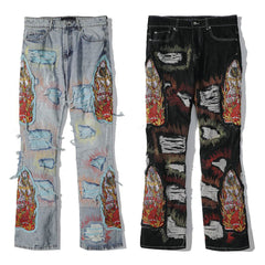 Who Decides War Flame Glass Denim Jeans (Light Vintage Wash)