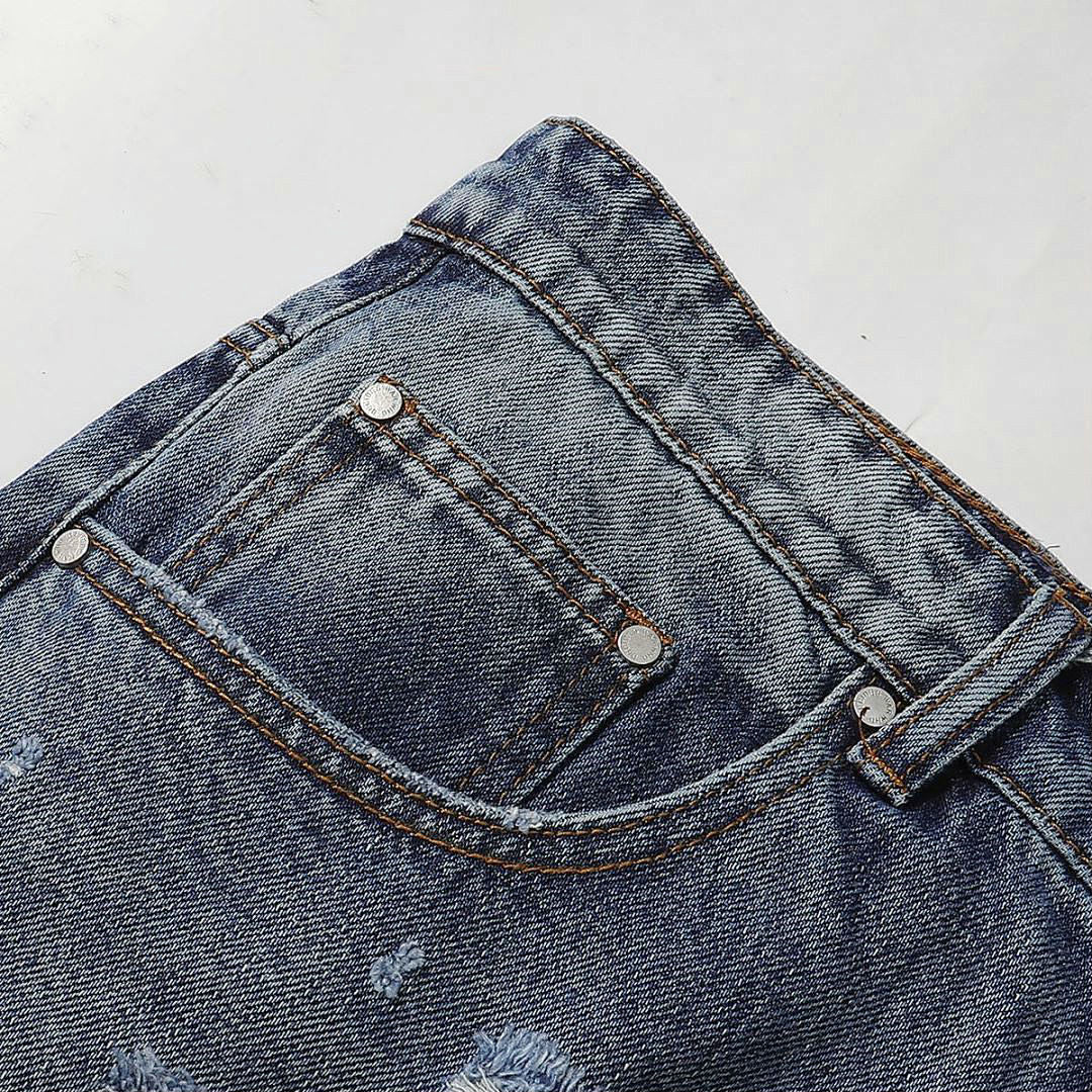 Who Decides War Laser-Etched / Stained Glass Denim Jeans (Vintage Blue)