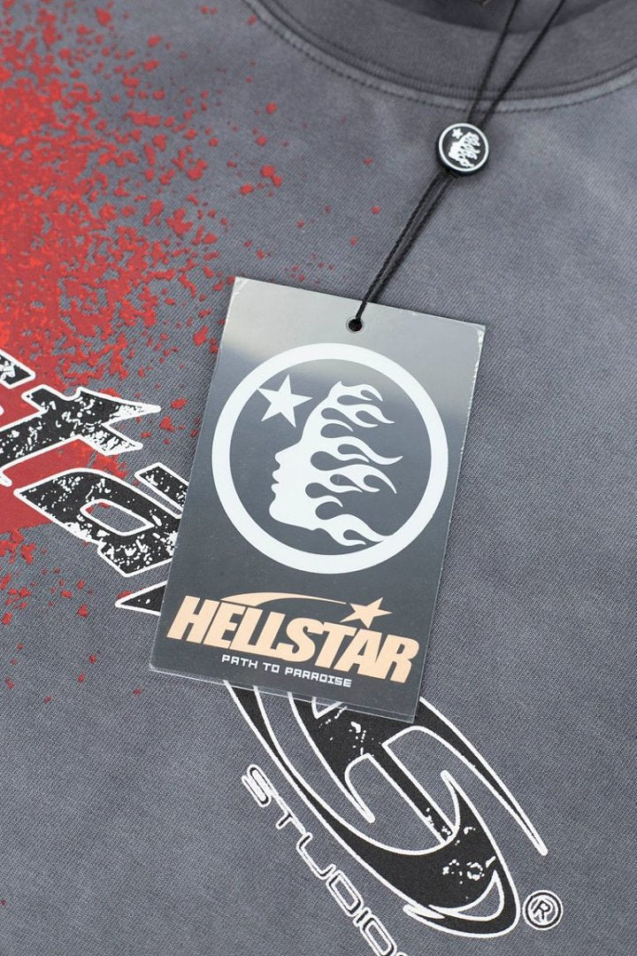 Hellstar Red Drip Gradient Vintage Washed Oversized T-Shirt