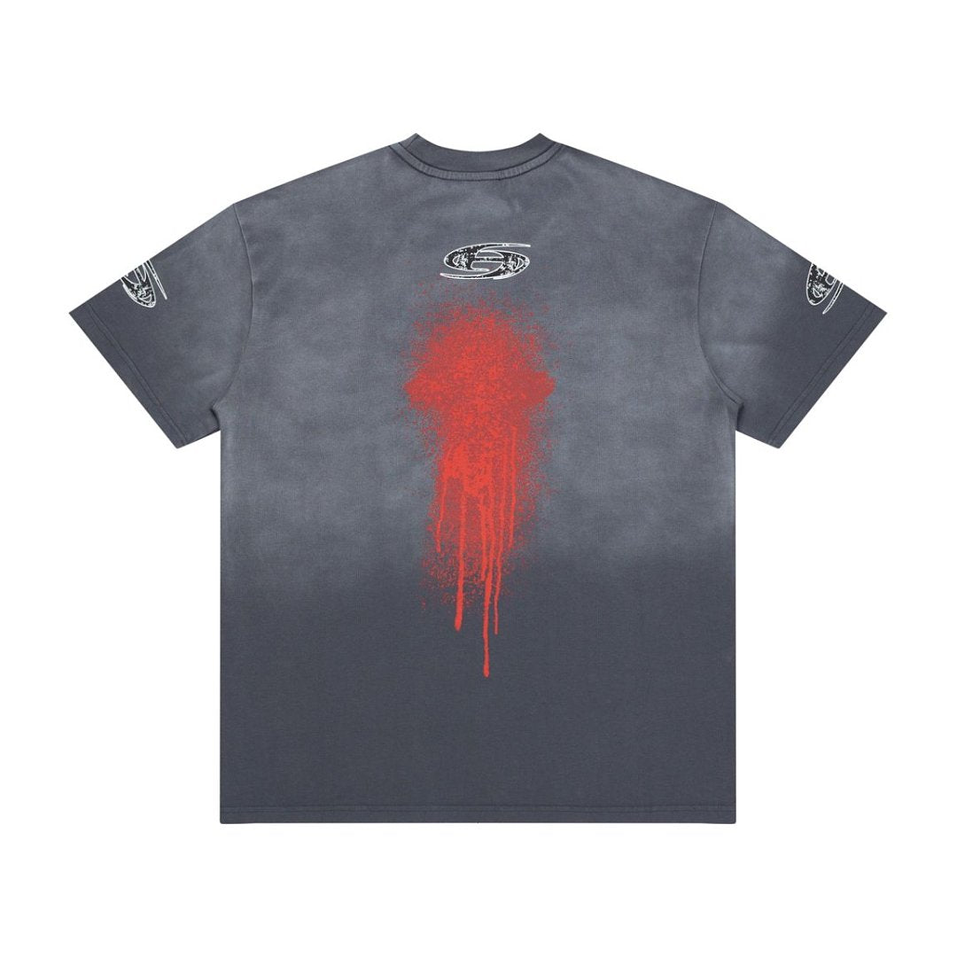 Hellstar Red Drip Gradient Vintage Washed Oversized T-Shirt